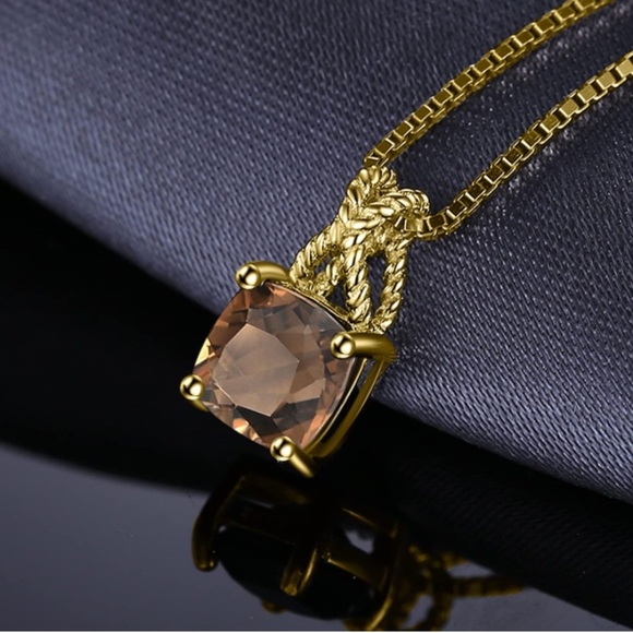 10k 925 Chocolate Diamond Quartz Pendant Necklace - Picture 5 of 11